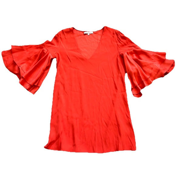 ALEXIS Vibrant Red Long Sleeve Dress Size Medium Sexy Trendy Fun Flirty Chic - Picture 2 of 7